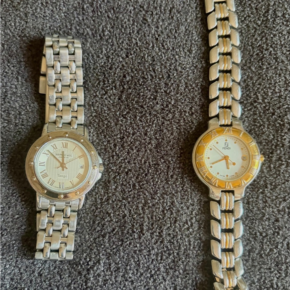 Raymond Weil Sterling silver watch. Fendi watch sold